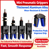 Mini pneumatic grippers: aluminum construction and protective pads