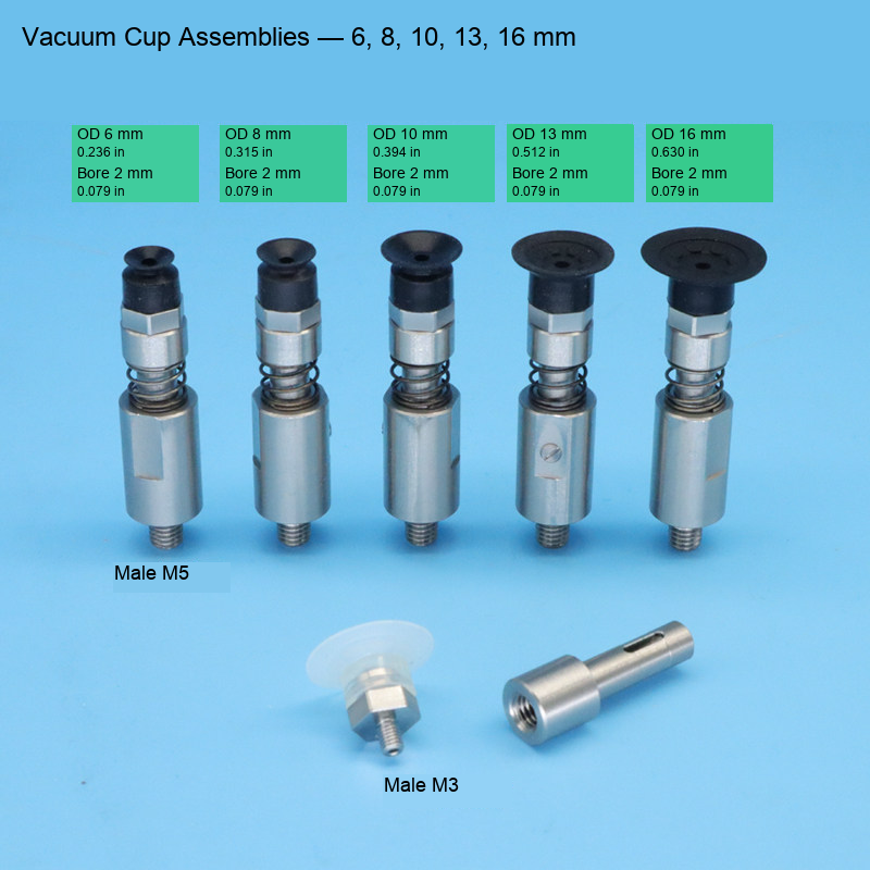 M5 male-mounted vacuum cup assemblies and source dimensions 5: original product photograph in English