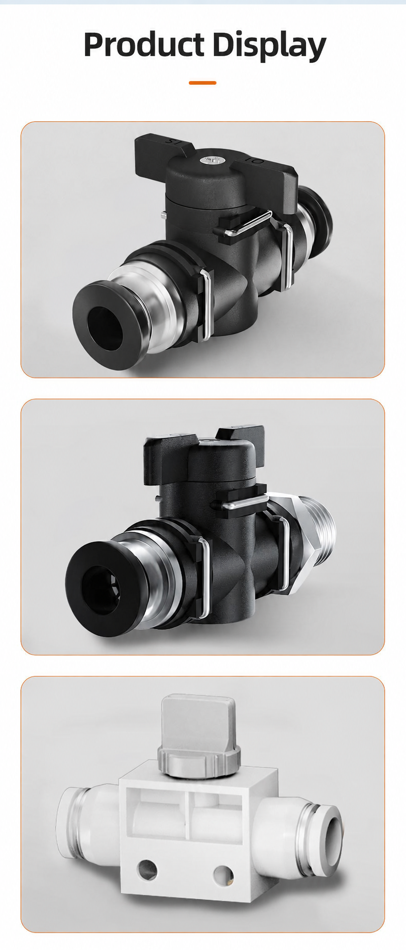 Pneumatic manual shut-off valve product display