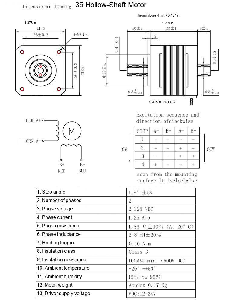 Hollow-shaft stepper motor original English photo or drawing 5: original product photograph in English