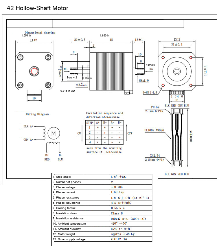 Hollow-shaft stepper motor original English photo or drawing 6: original product photograph in English