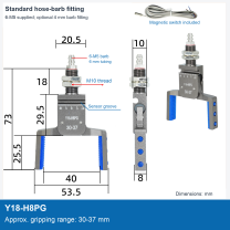 Y18-H8PG / 30-37 mm / Magnetic switch / Dimension drawing