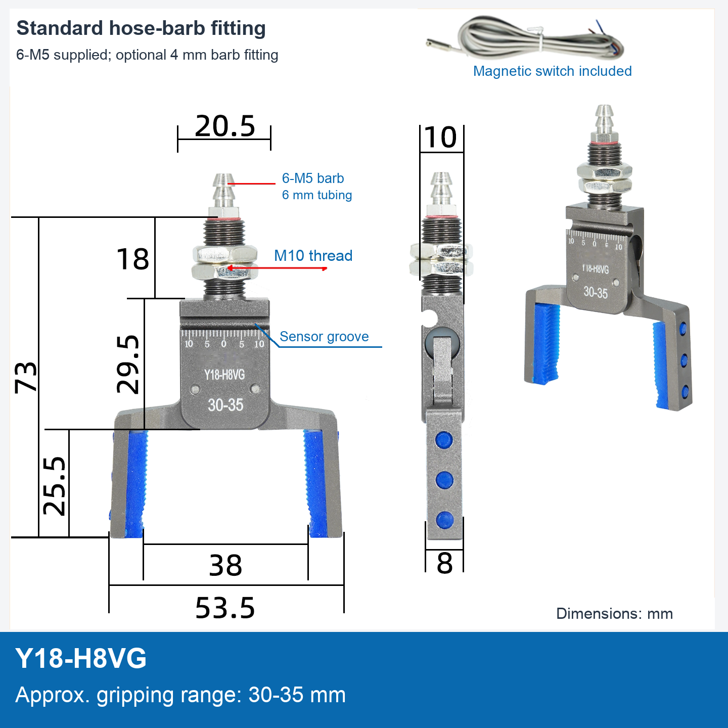 Y18-H8VG / 30-35 mm / Magnetic switch / Dimension drawing
