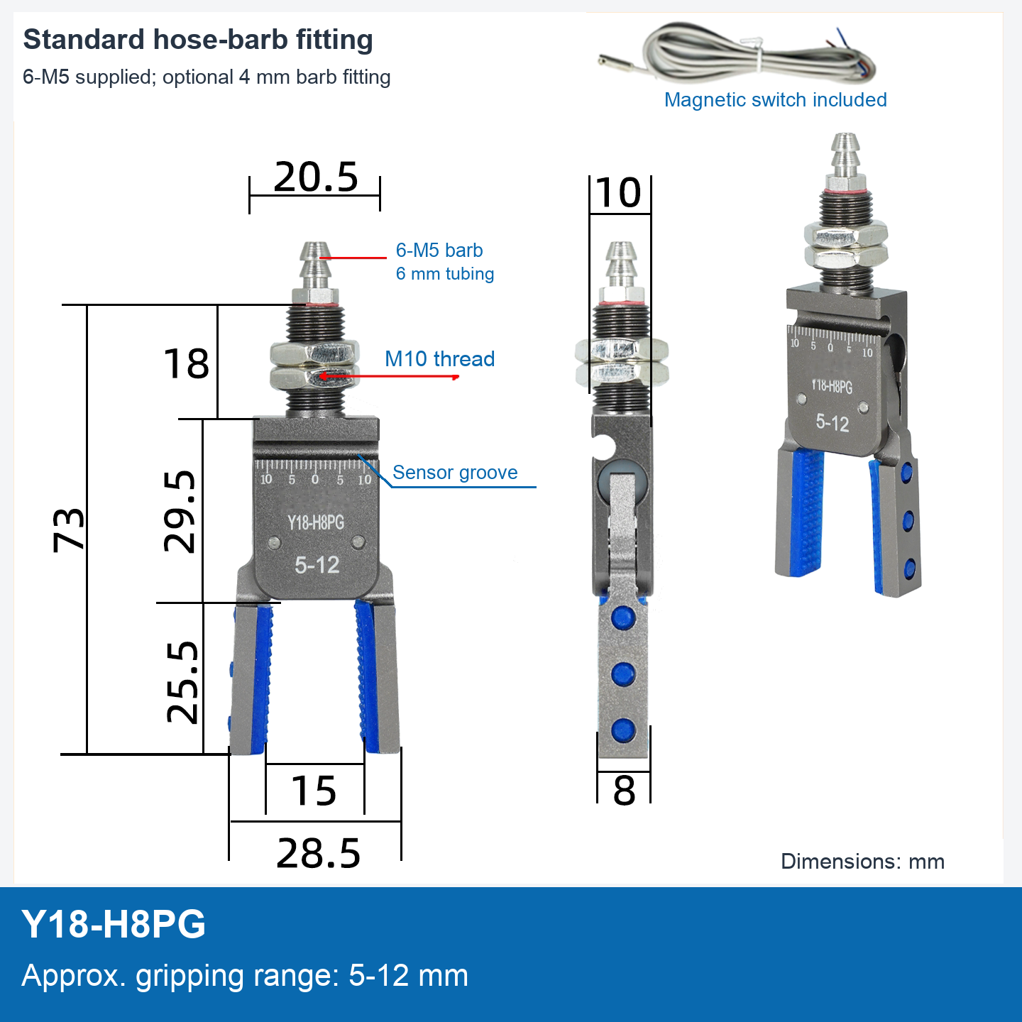 Y18-H8PG / 5-12 mm / Magnetic switch / Dimension drawing