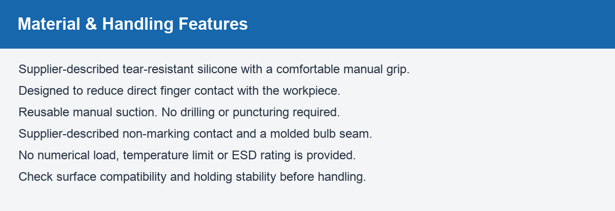 Silicone vacuum bulb material and handling features