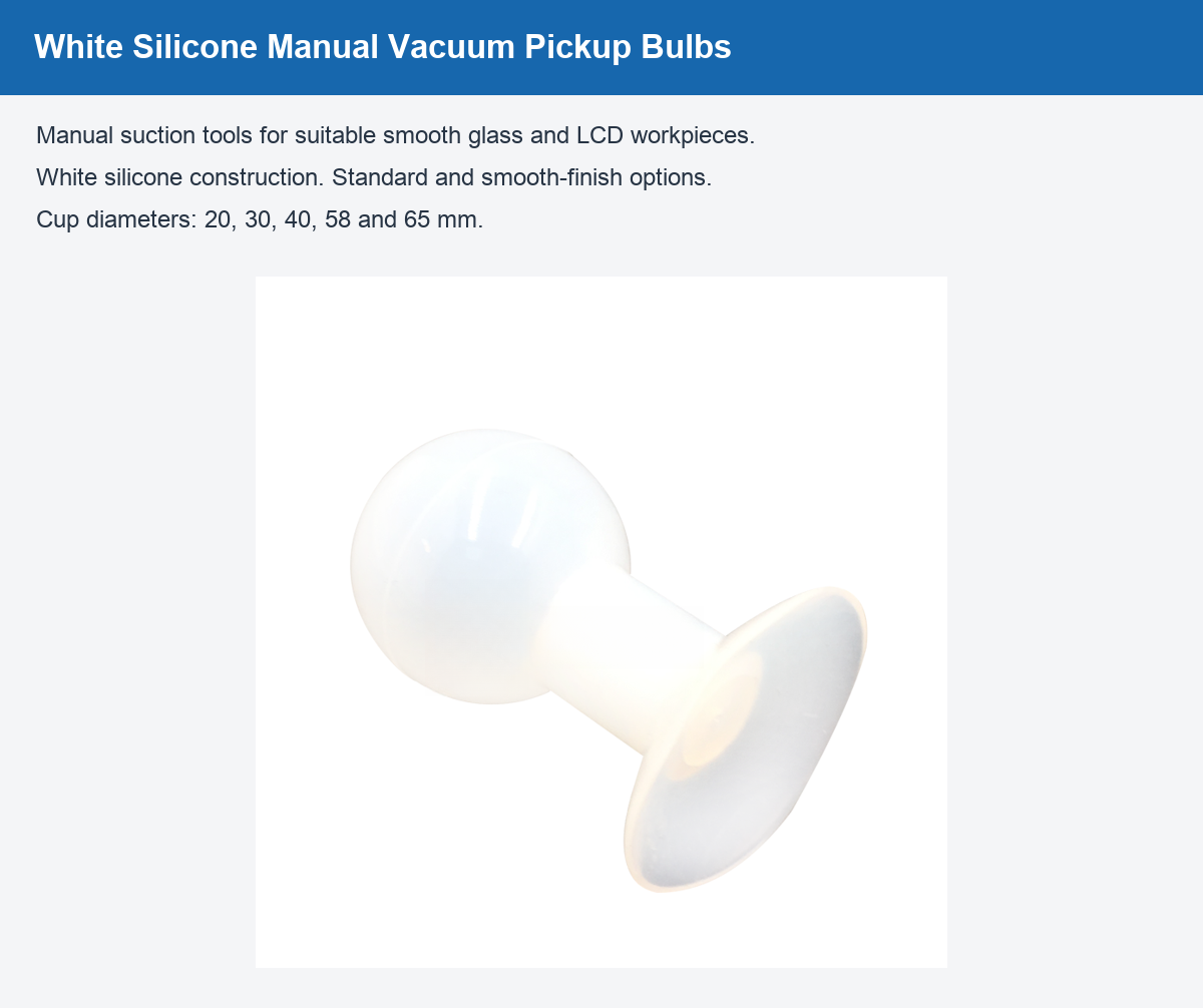 White silicone manual vacuum pickup bulb overview