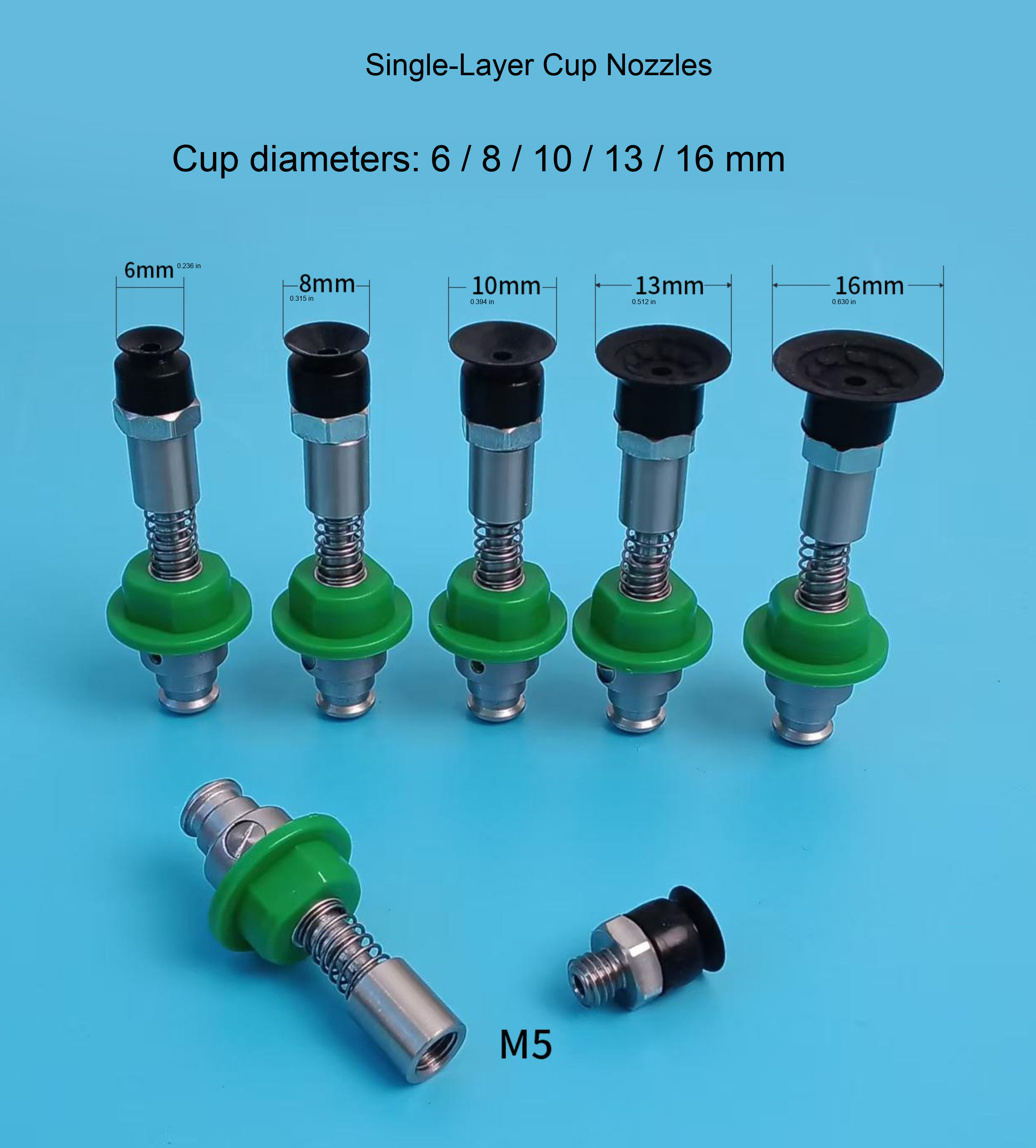 M5 spring-loaded vacuum cup nozzle 2: original product photograph in English