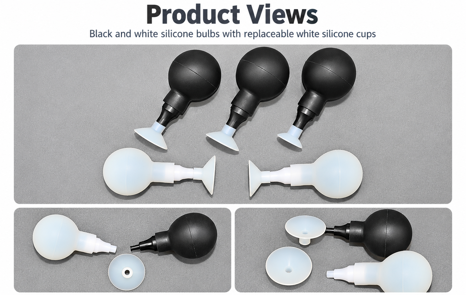 Real black and white T-1830 bulb and replaceable silicone cup views
