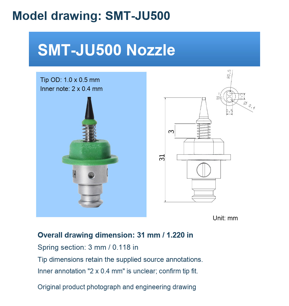 English SMT-JU nozzle original photograph or technical drawing