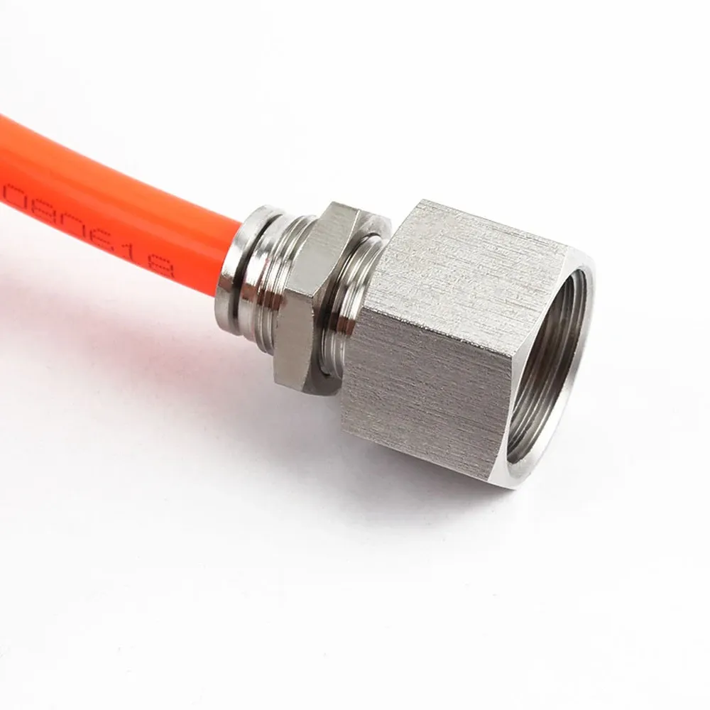 Pneumatic PMF Straight Bulkhead Union Pipe Connector BSPT Female Thread 304 Stainless Push In Quick Air Fitting Plumbing Hose-BOLTTE