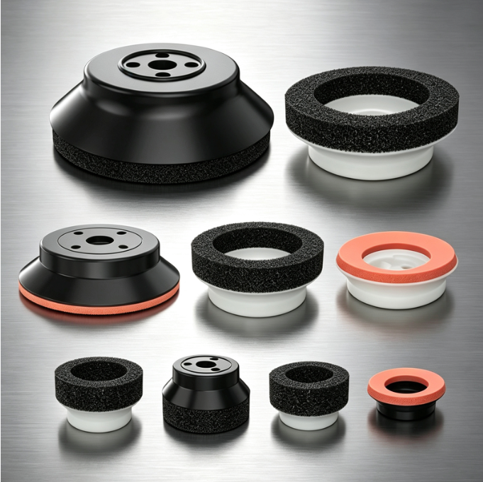 ZP HN/HS Foam Vacuum Suction Cups | Black & Red
