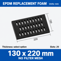 EPDM replacement foam pad, 130 x 220 mm, no filter mesh