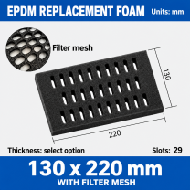 EPDM replacement foam pad, 130 x 220 mm, with filter mesh