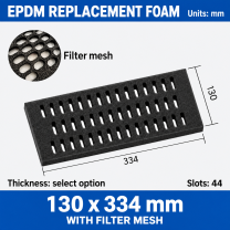 EPDM replacement foam pad, 130 x 334 mm, with filter mesh
