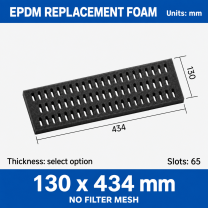 EPDM replacement foam pad, 130 x 434 mm, no filter mesh