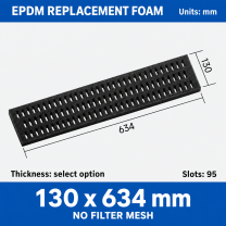 EPDM replacement foam pad, 130 x 634 mm, no filter mesh