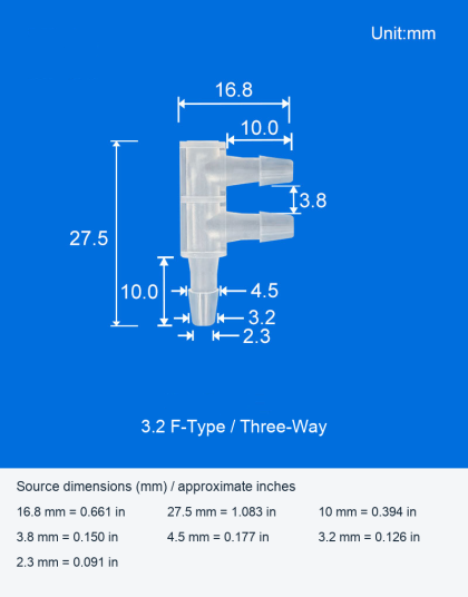Plastic F-Type Three-Way and Side Four-Way Hose-Barb Connectors