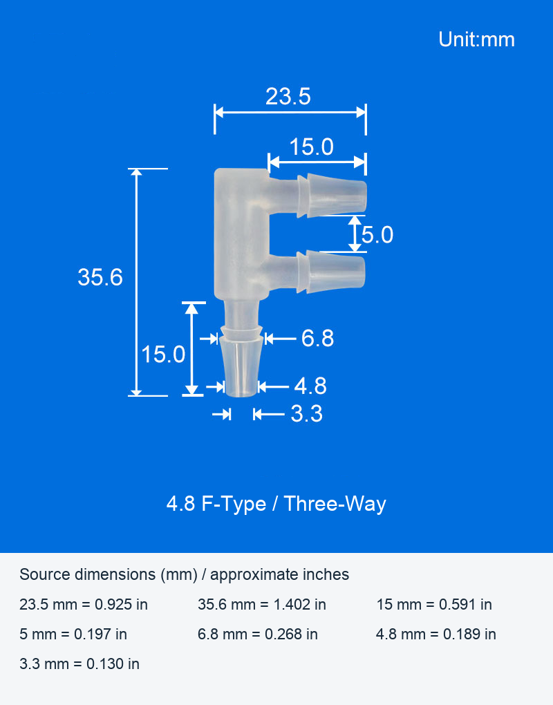 Plastic F-Type Three-Way and Side Four-Way Hose-Barb Connectors original product view 2