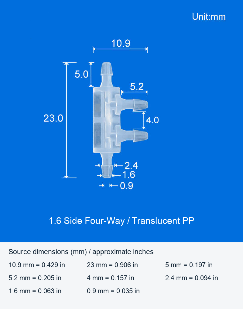 1.6 Side Four-Way / Translucent PP