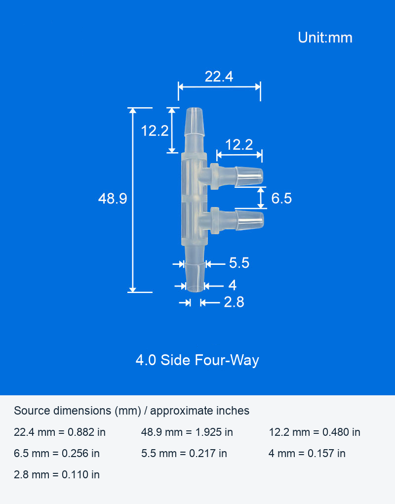 Plastic F-Type Three-Way and Side Four-Way Hose-Barb Connectors original product view 4