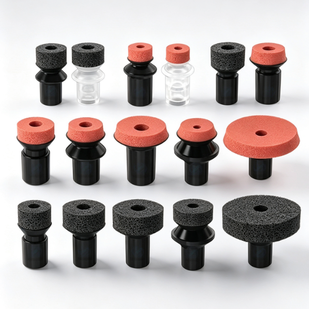 Mini ZP Foam Vacuum Suction Cups | Black & Red Foam