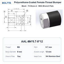 Black 70 Shore A - M4*0.7-8*12 polyurethane-coated female-thread bumper