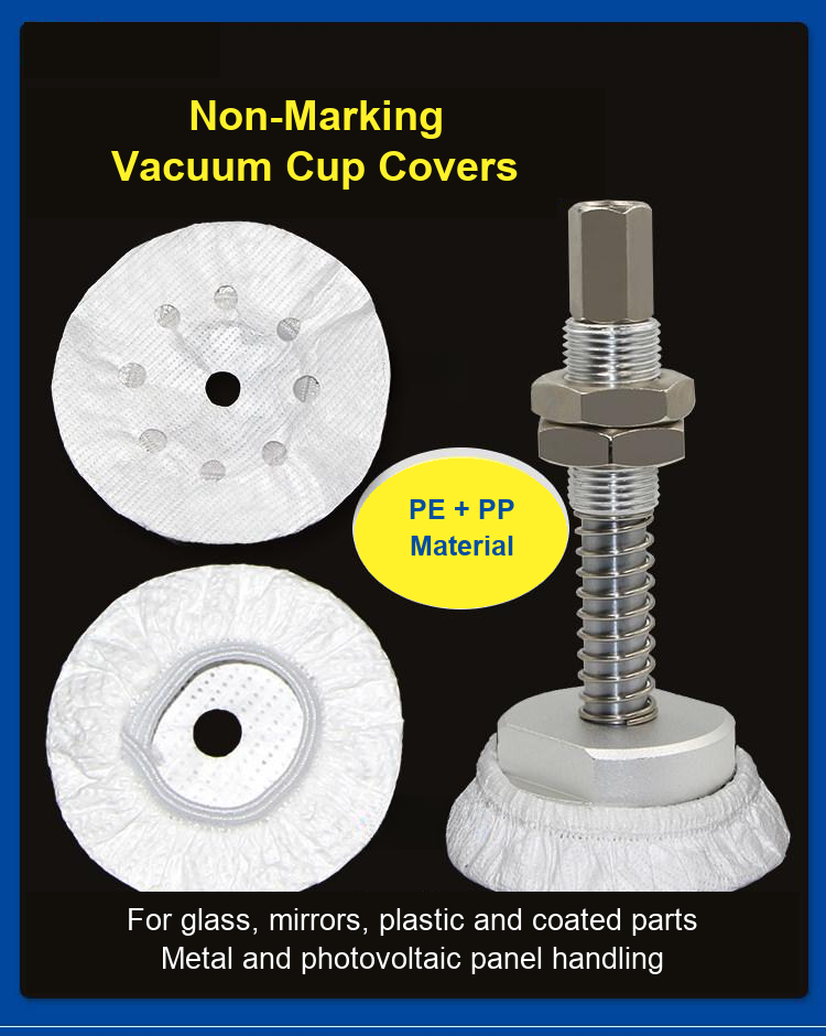 Non-marking vacuum cup covers, PE and PP material, industrial handling applications