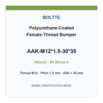Natural 90 Shore A - M12*1.5-30*35 polyurethane-coated female-thread bumper