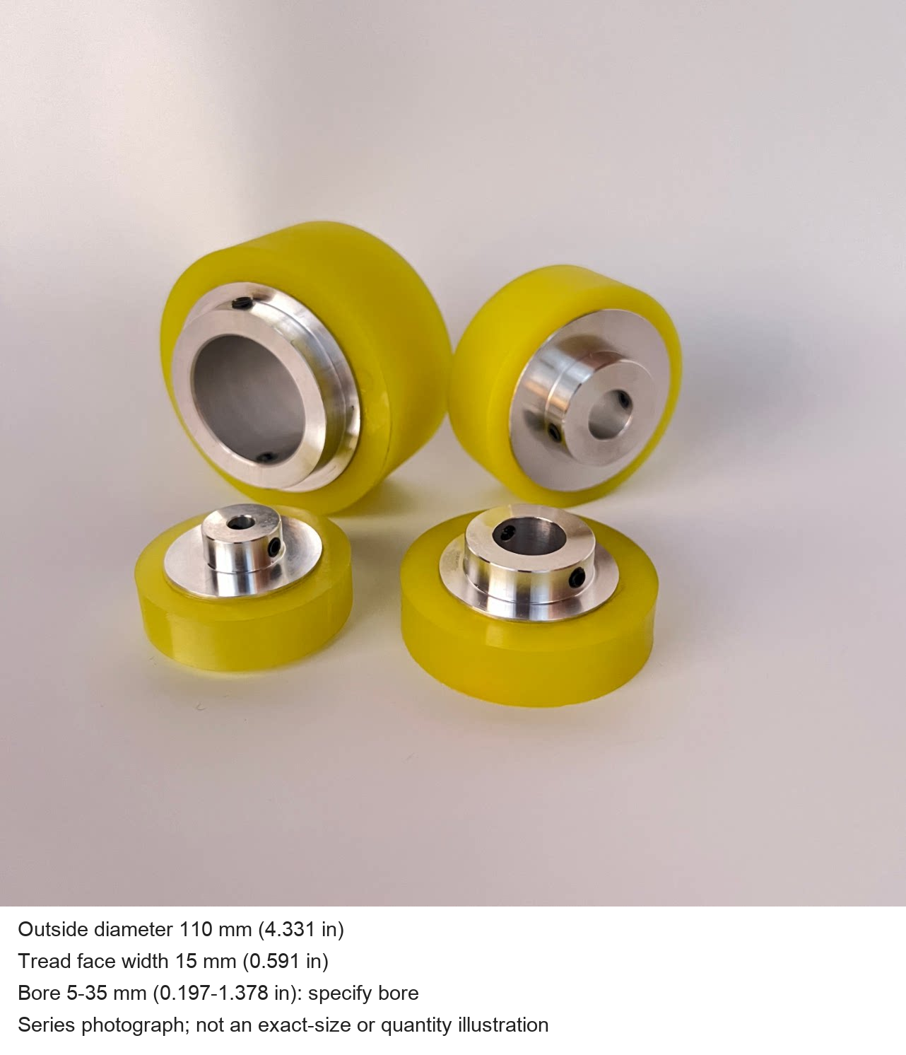 Flat PU / OD 110 x face 15 mm / bore 5-35 mm (specify bore)