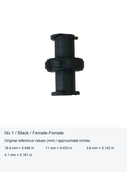 Double-Ended Female Luer-Style Connectors, Black No.1 and Translucent No.2