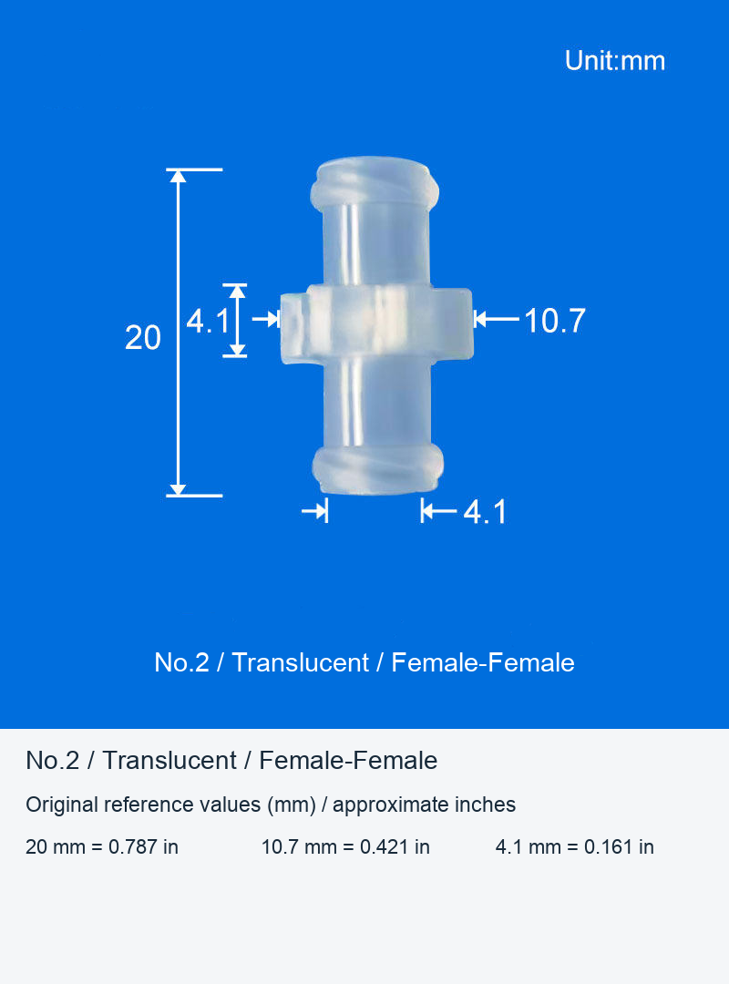 Double-Ended Female Luer-Style Connectors, Black No.1 and Translucent No.2 original product view 2