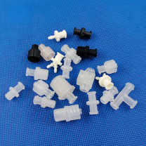 Double-Ended Female Luer-Style Connectors, Black No.1 and Translucent No.2 dimensions in mm and inches