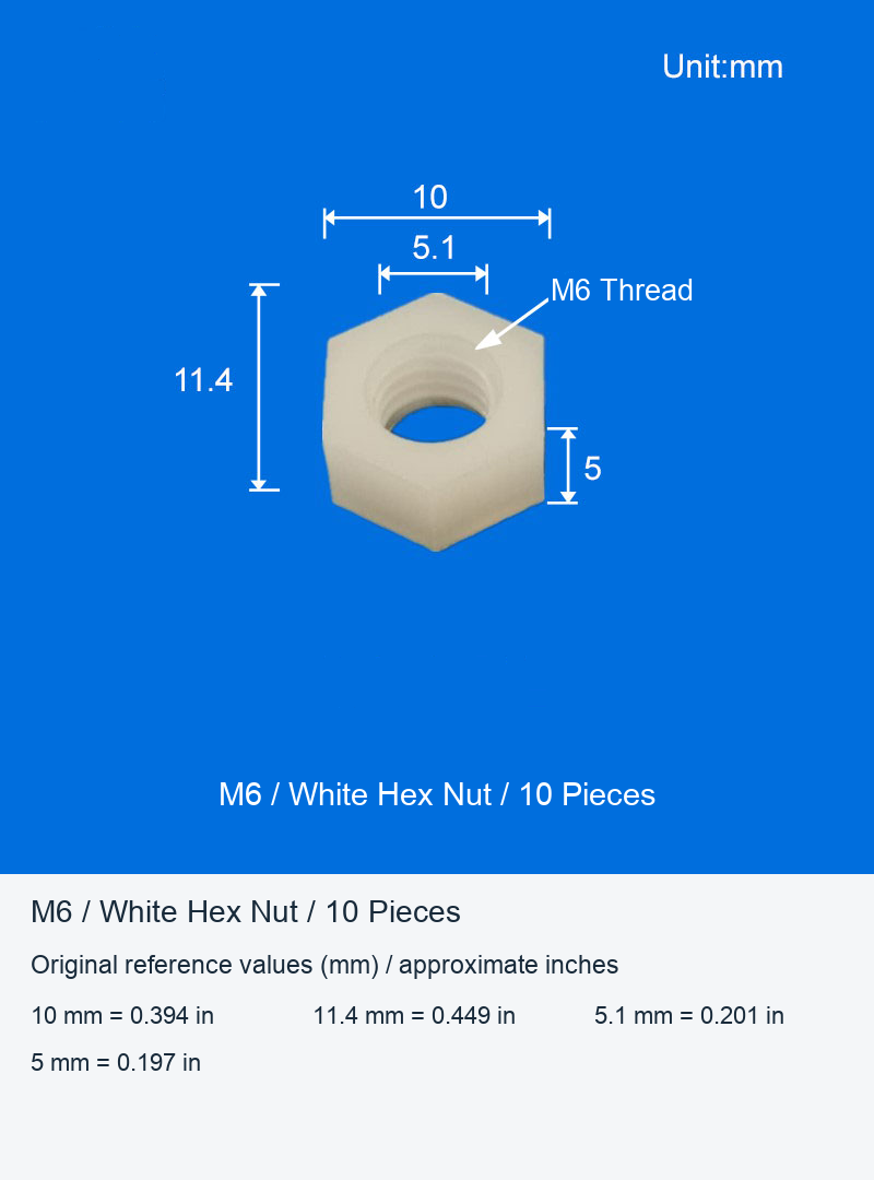 Plastic Bulkhead Connector Nuts, M6 and M8, 10-Piece and 2-Piece Packs original product view 1