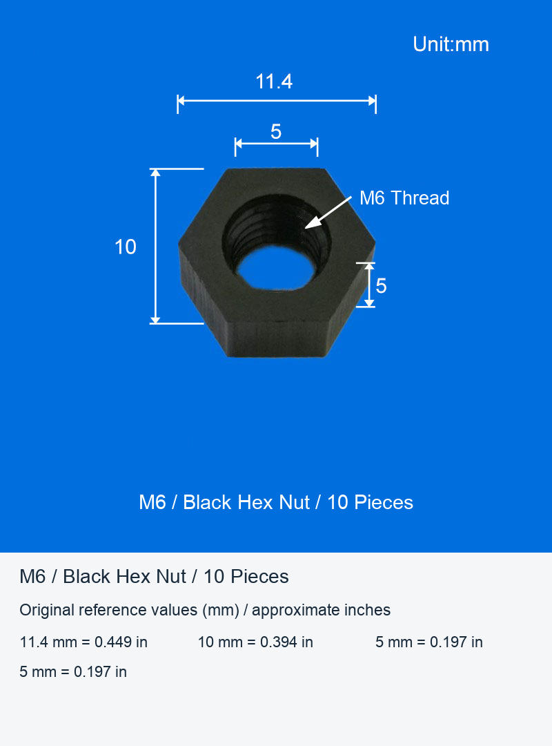 Plastic Bulkhead Connector Nuts, M6 and M8, 10-Piece and 2-Piece Packs original product view 2