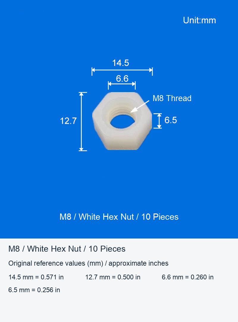 Plastic Bulkhead Connector Nuts, M6 and M8, 10-Piece and 2-Piece Packs original product view 3