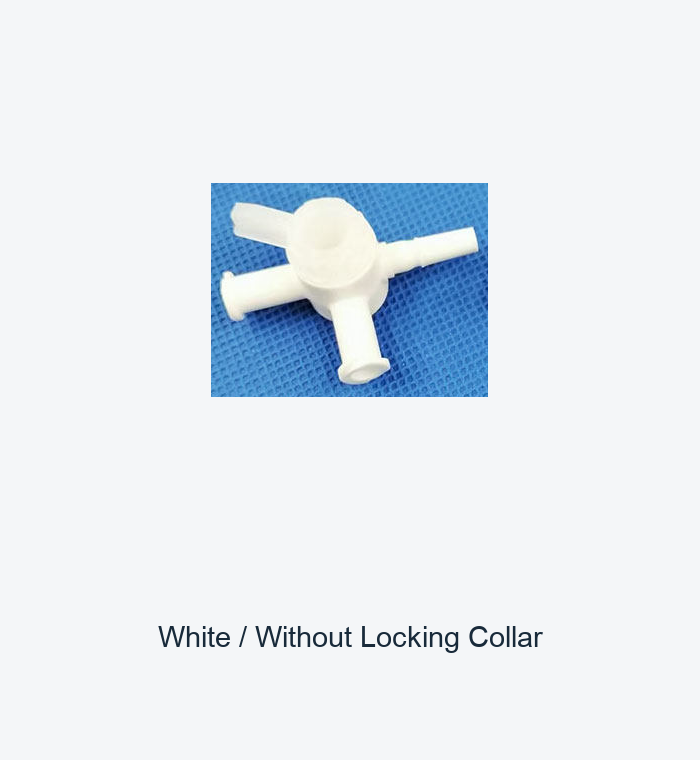 PP PE Three-Way Luer-Style Stopcock Valves, White and Black, Optional Locking Collar original product view 1