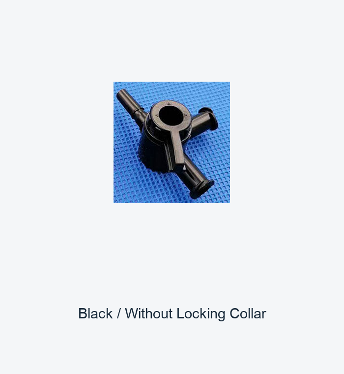 PP PE Three-Way Luer-Style Stopcock Valves, White and Black, Optional Locking Collar original product view 3