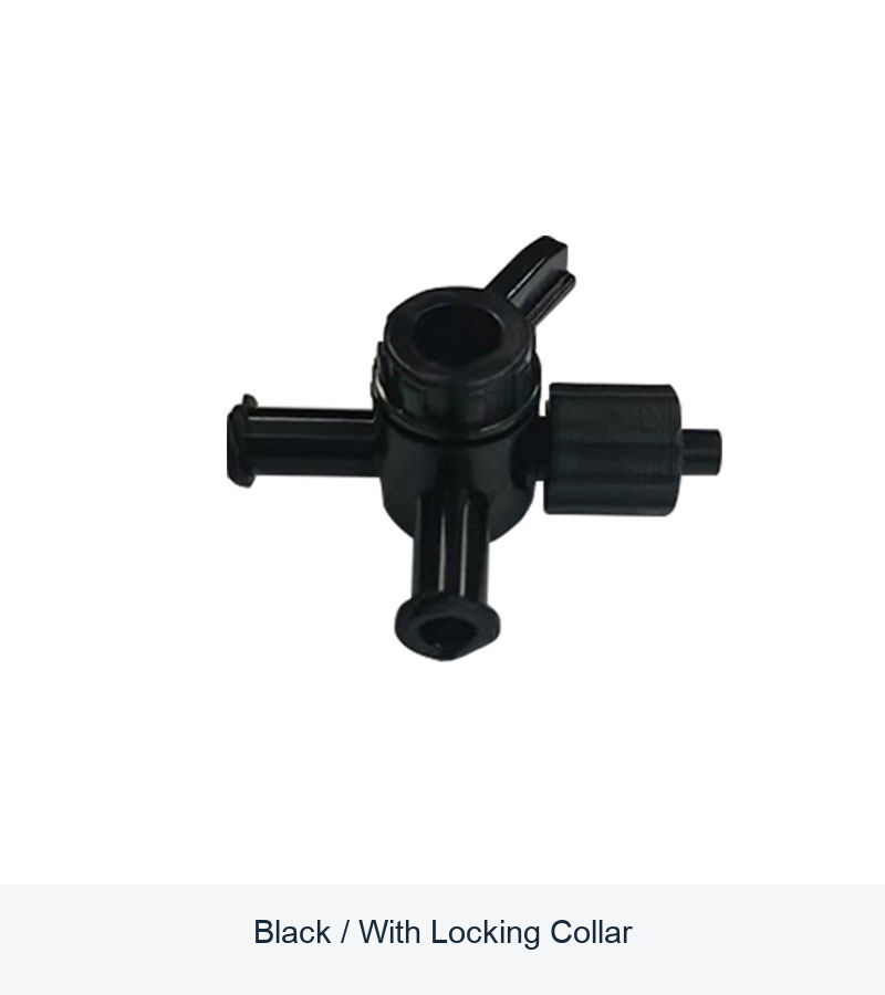 PP PE Three-Way Luer-Style Stopcock Valves, White and Black, Optional Locking Collar original product view 4