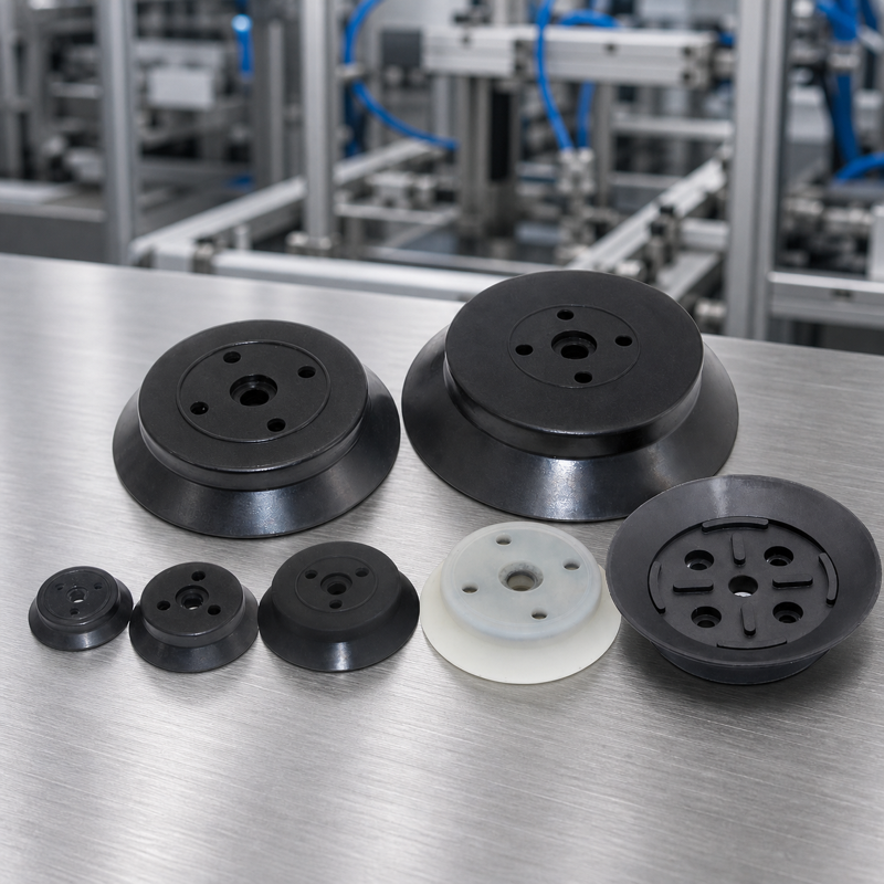 H Series Heavy-Duty Flat Vacuum Suction Cups in Silicone, Nitrile Rubber and FKM