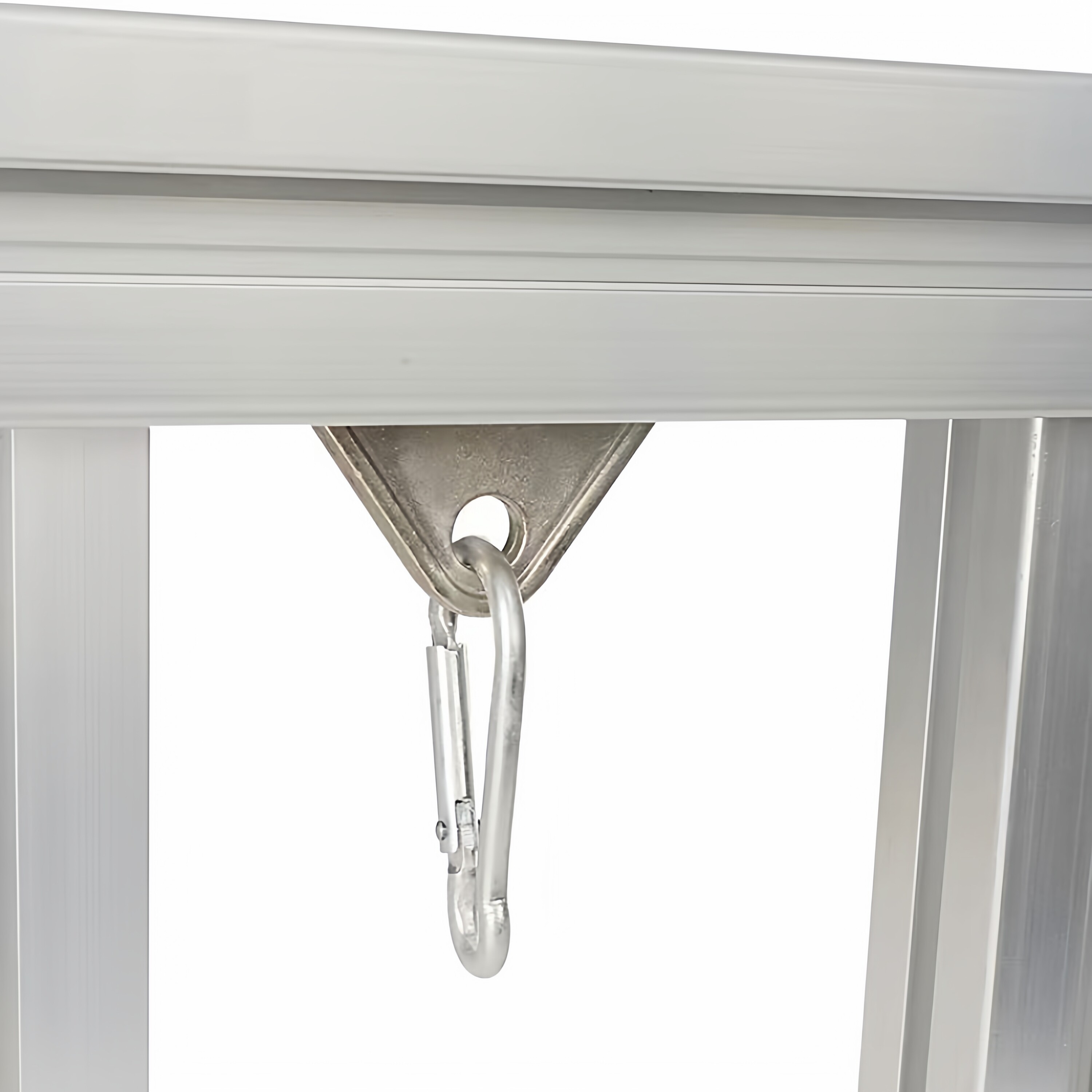Supplied overhead extrusion mounting example; no certified load or lifting suitability implied