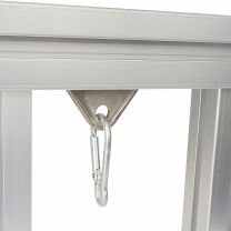 Supplied overhead extrusion mounting example; no certified load or lifting suitability implied