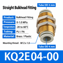KQ2E04-00 bulkhead pneumatic fitting