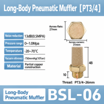 BSL-06 / PT 3/4 / Long-body pneumatic component