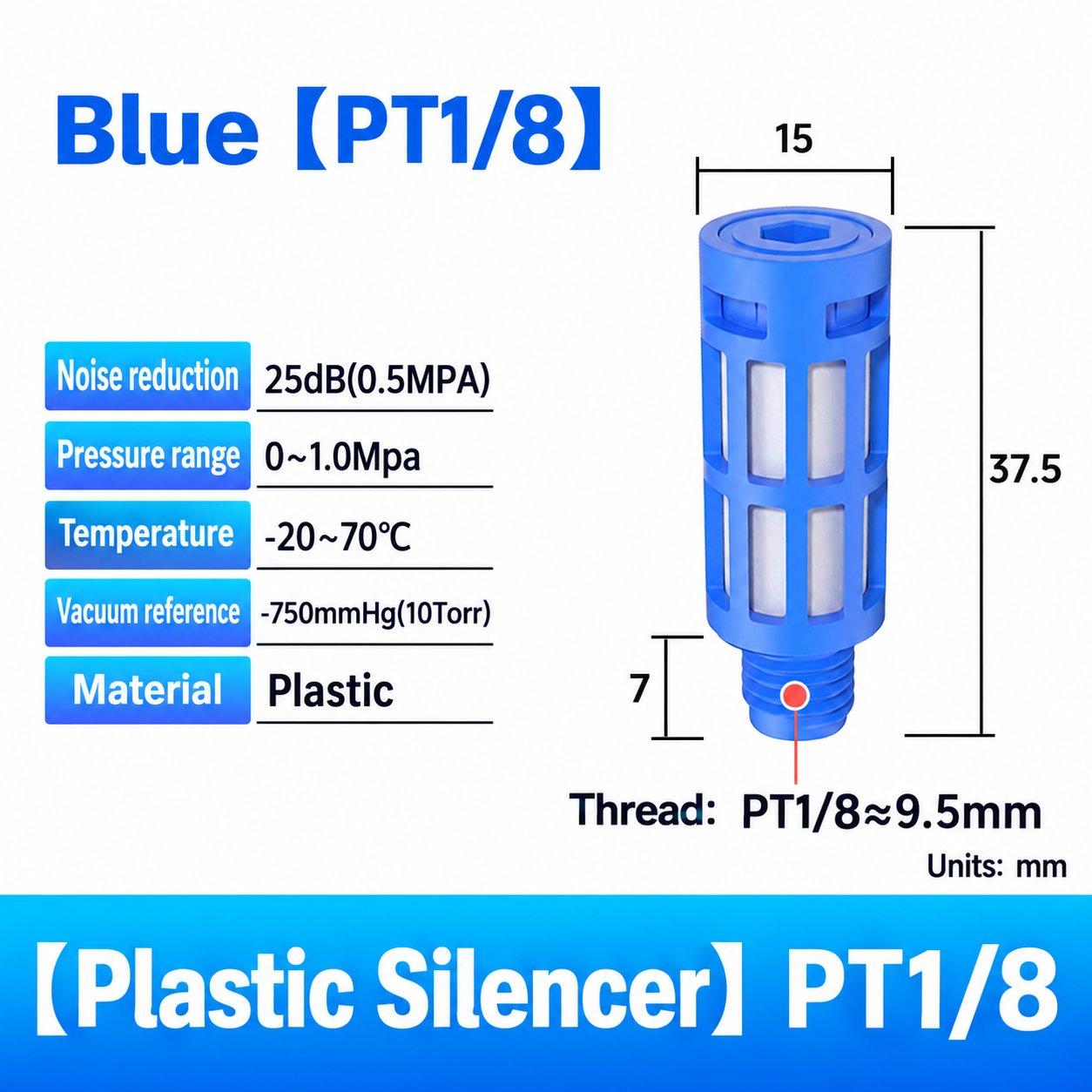 Blue plastic / PT 1/8 pneumatic component