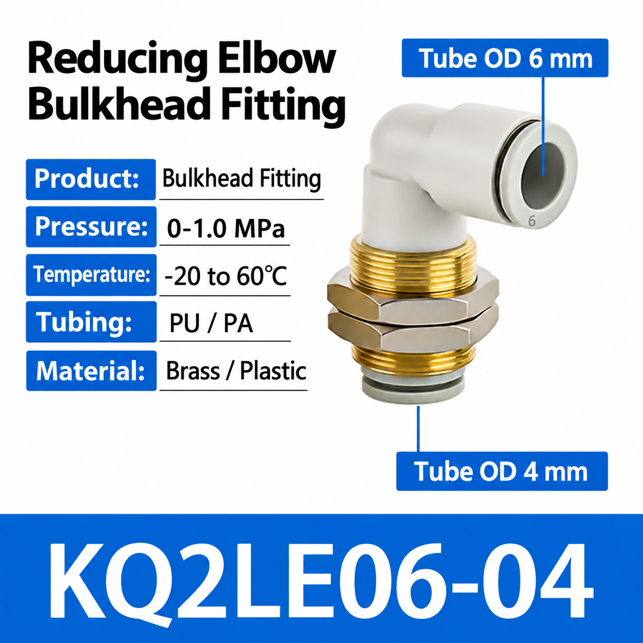 KQ2LE06-04 bulkhead pneumatic fitting