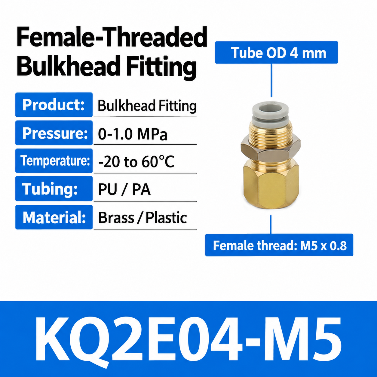 KQ2E04-M5 bulkhead pneumatic fitting