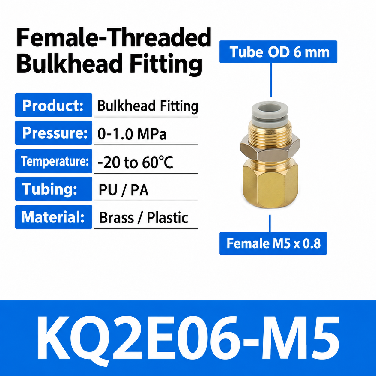 KQ2E06-M5 bulkhead pneumatic fitting