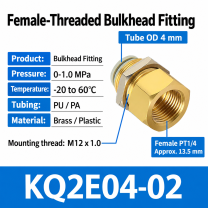 KQ2E04-02 bulkhead pneumatic fitting