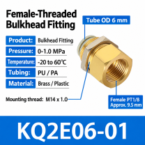 KQ2E06-01 bulkhead pneumatic fitting