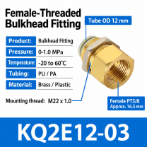 KQ2E12-03 bulkhead pneumatic fitting